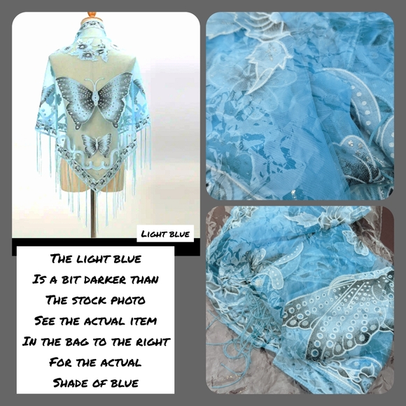 Lace Tassel Butterfly Print Shawl Triangular Scarf, Windproof cover up scarf new - Picture 2 of 10